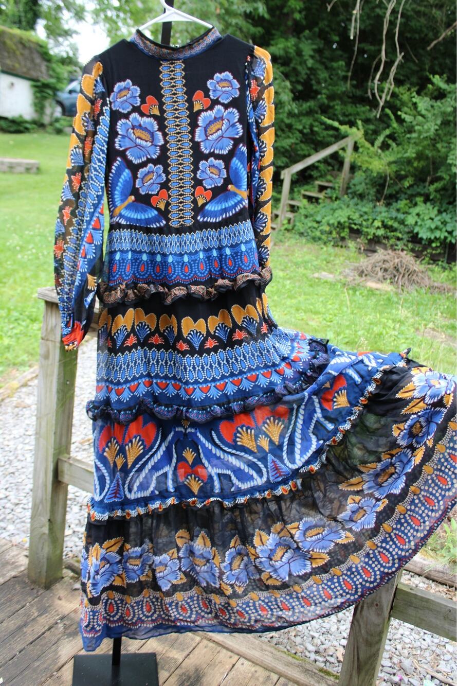 Farm Rio Anika Sparkle B Maxi Dress 🖤💙✨ | Size S | NWT | MSRP $315
